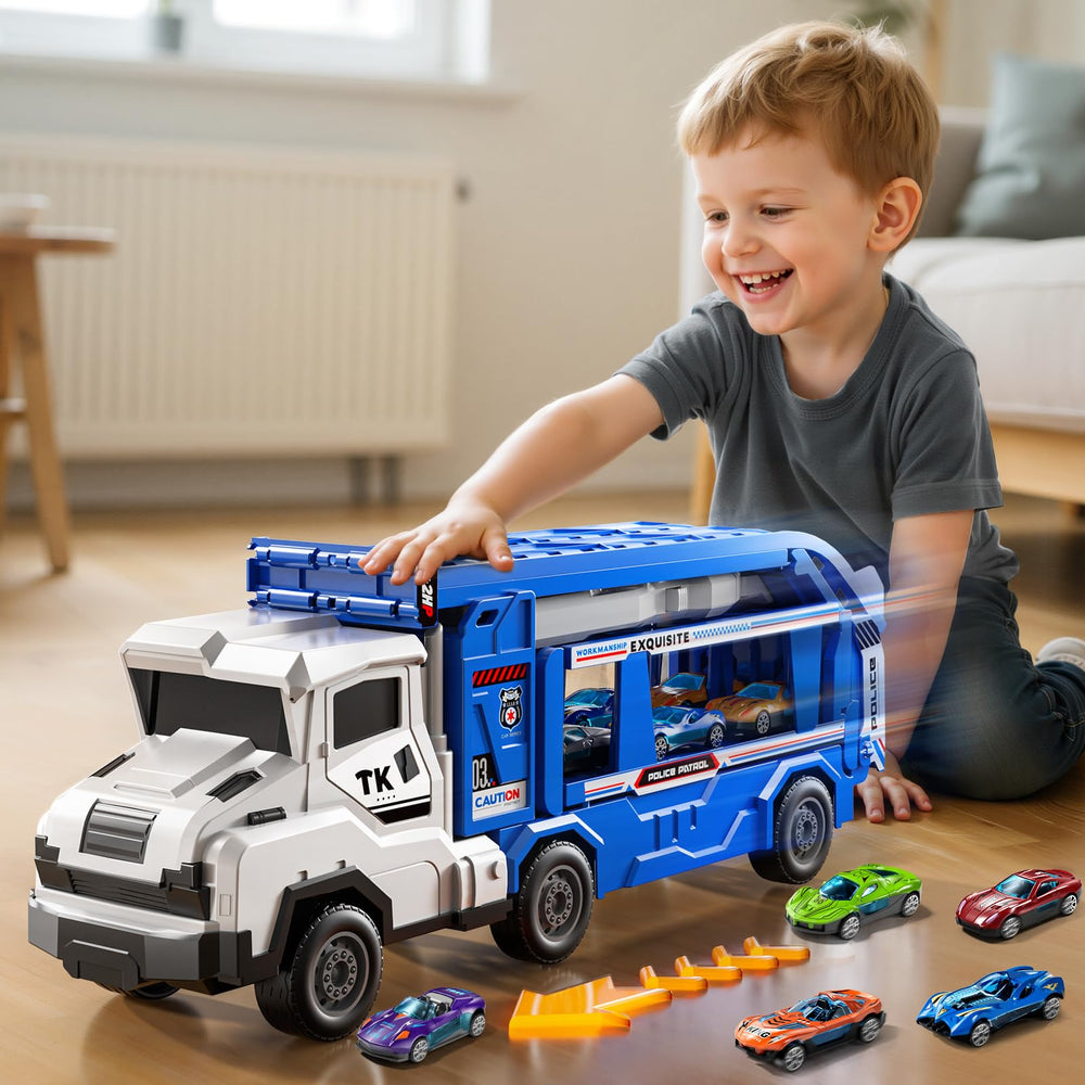 XINNOVEL transport truck doubles as storage for small race cars.