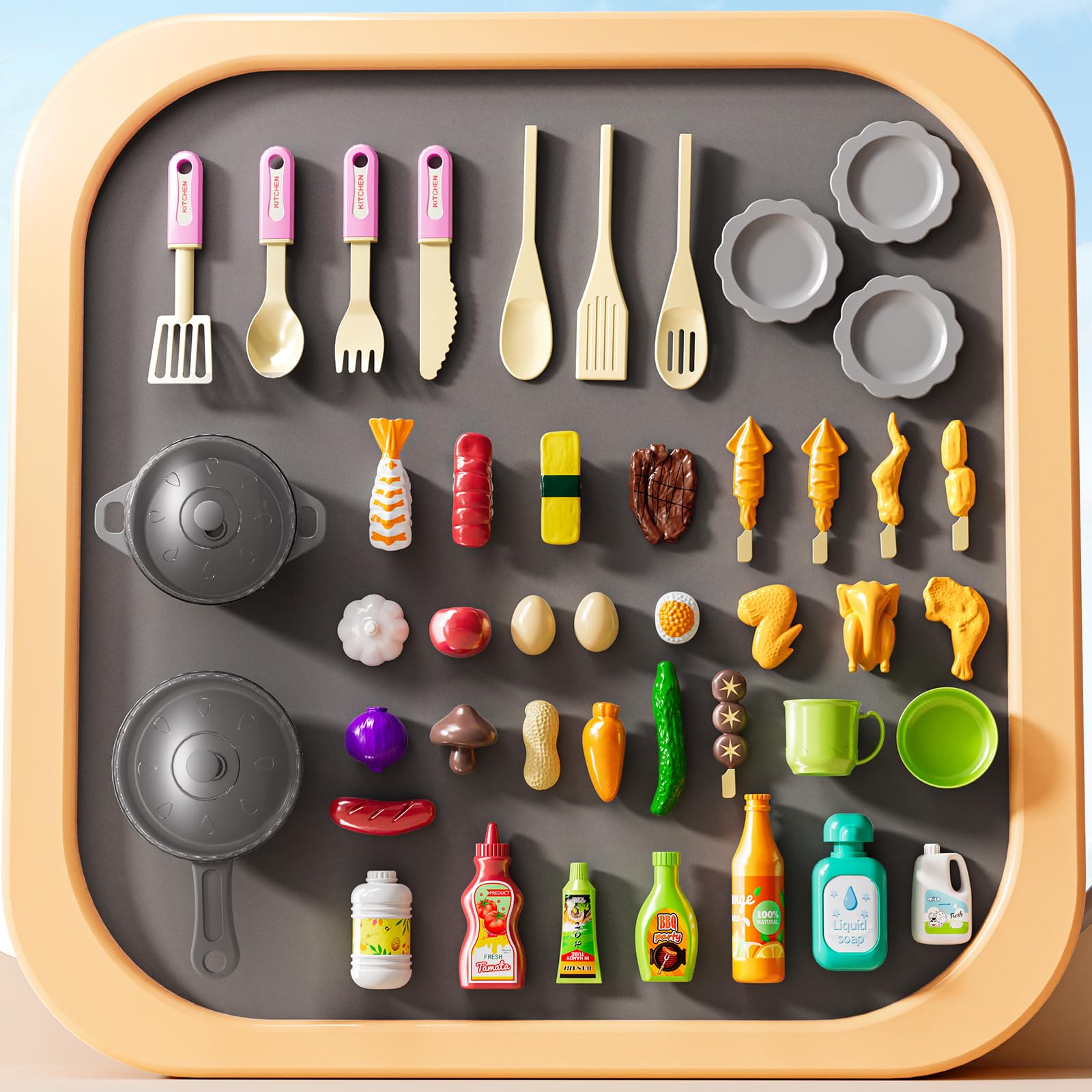 XINNOVEL pink toy kitchen built with durable ABS plastic for long-lasting playtime.