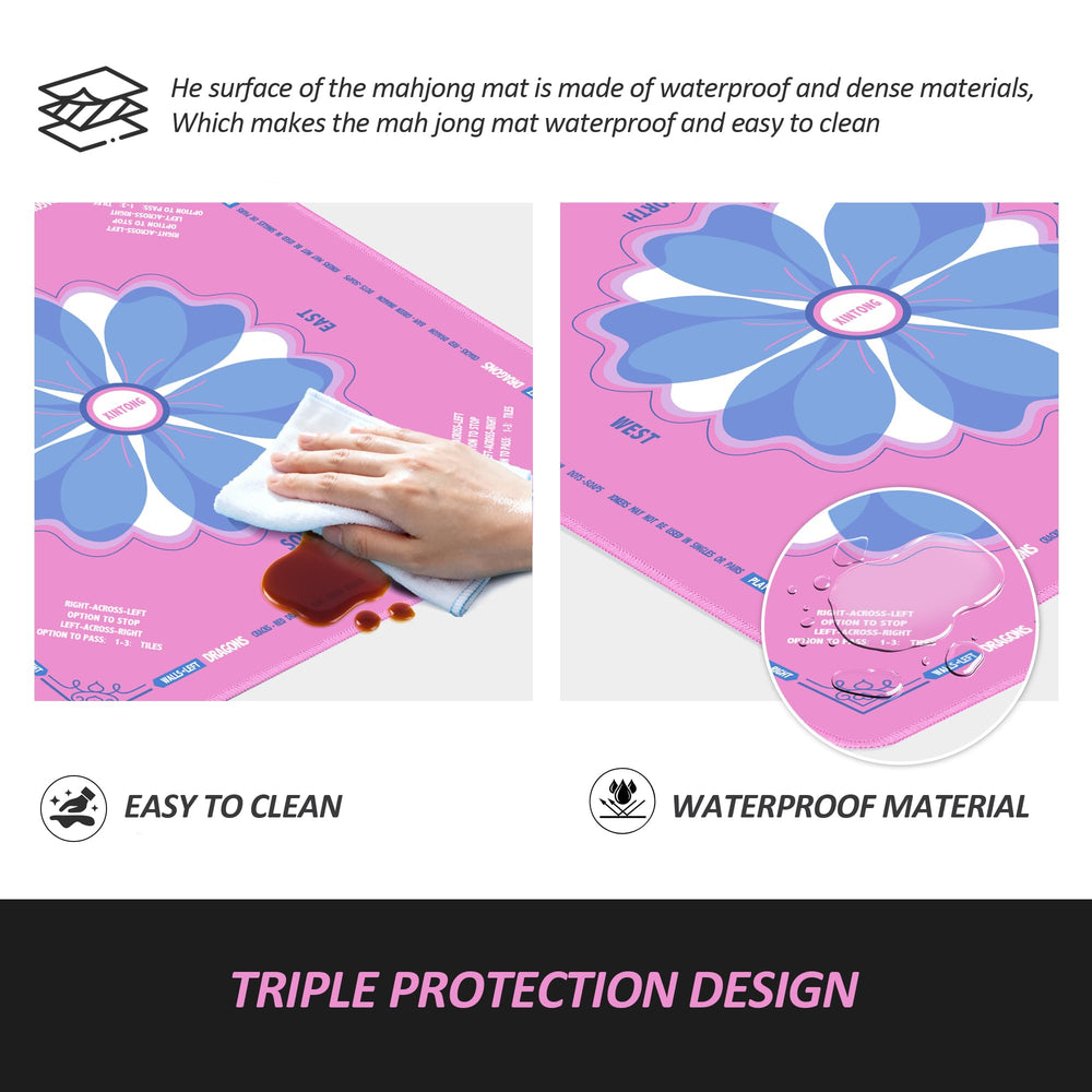 Waterproof surface of XINTONG Mahjong Mat for quick cleanup.