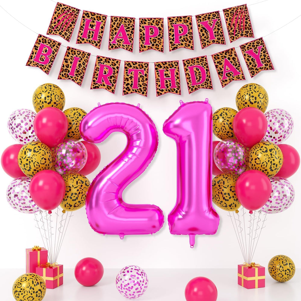 Xinvery 21st cheetah balloons with leopard gold print for chic centerpiece