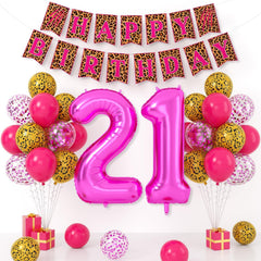 Xinvery 21st cheetah balloons with leopard gold print for chic centerpiece