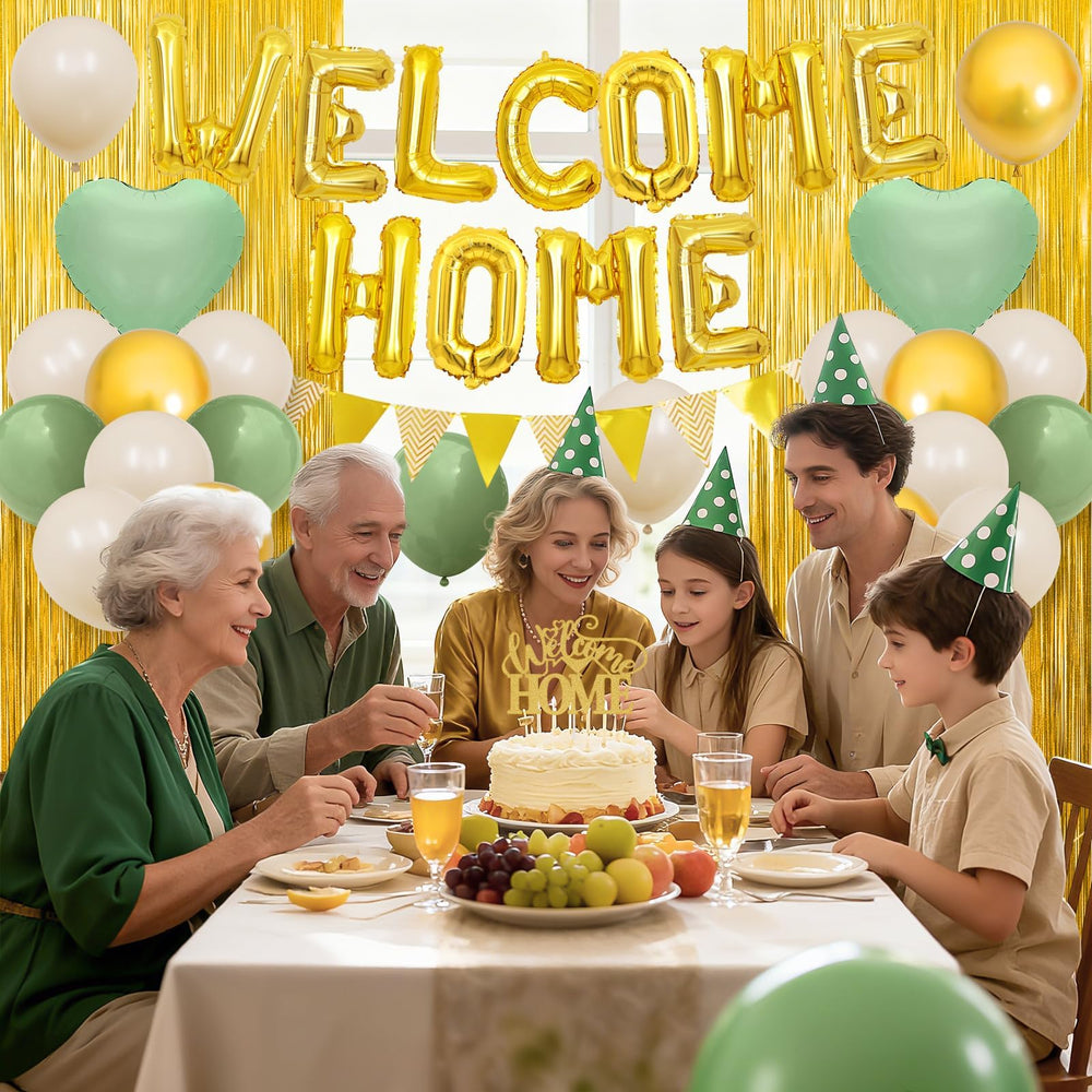 Xinvery gold pennant flag adds a chic finishing touch to the décor.