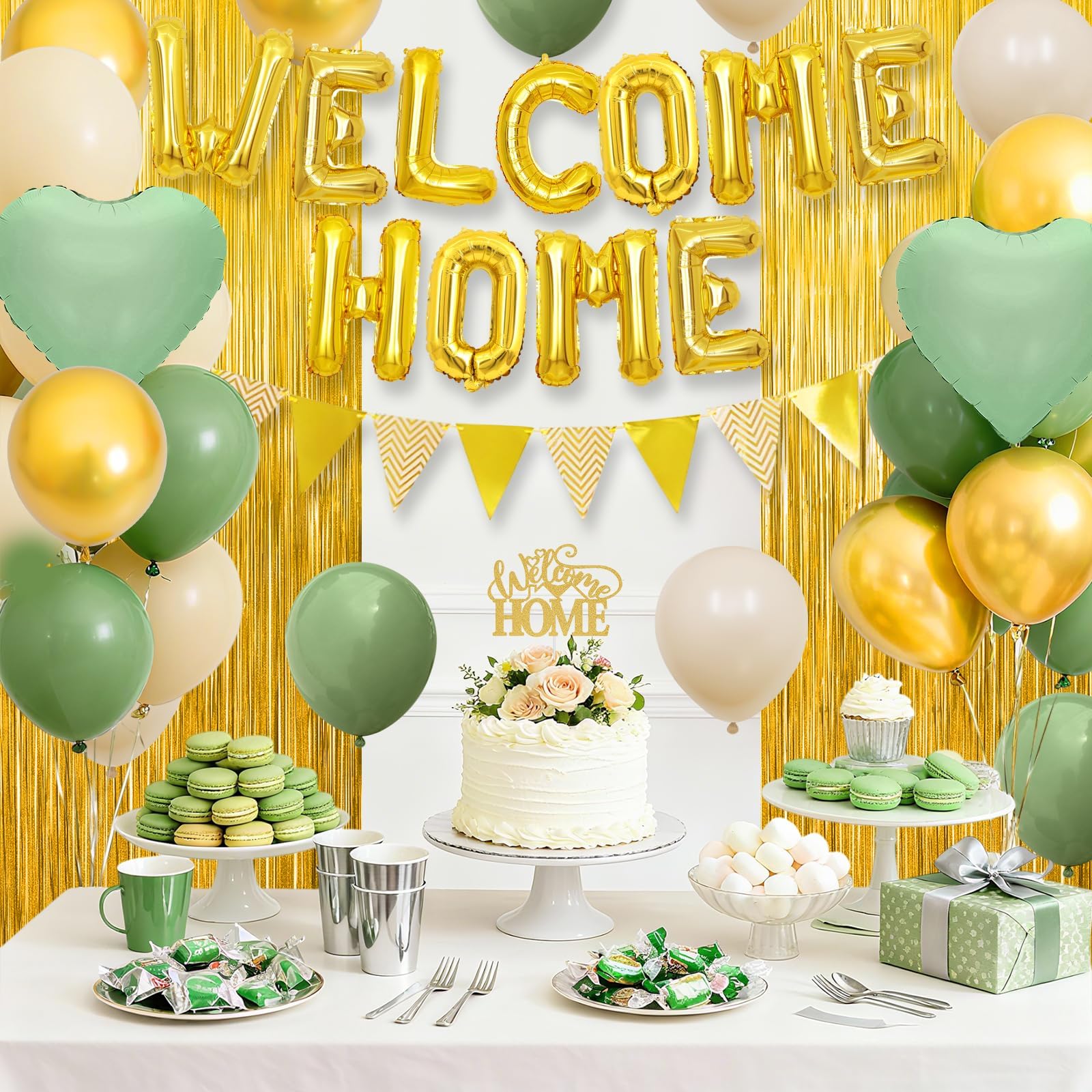 Xinvery gold welcome home cake topper crowns desserts.