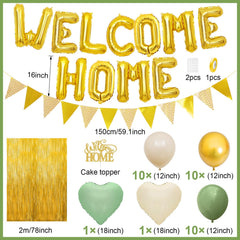Xinvery heart foil balloons in sage green and cream white create warmth.