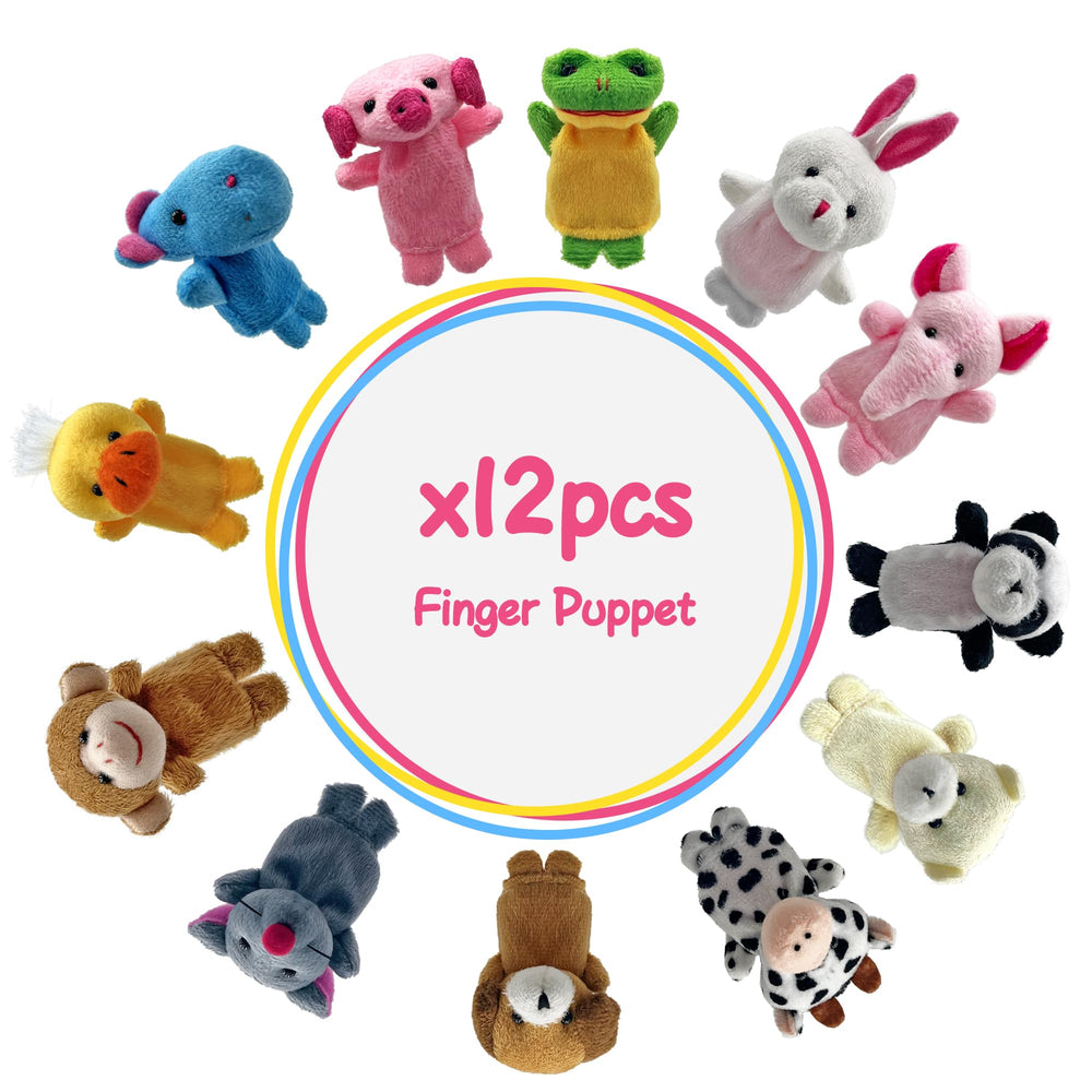 XIPEGPA mini stuffed animals finger puppets for portable imaginative play.