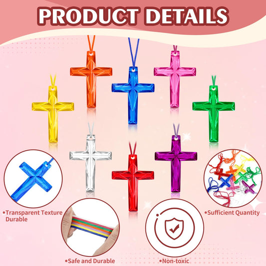 XIPENGKEJI crystal cross necklace with colorful design complements outfits at church events.