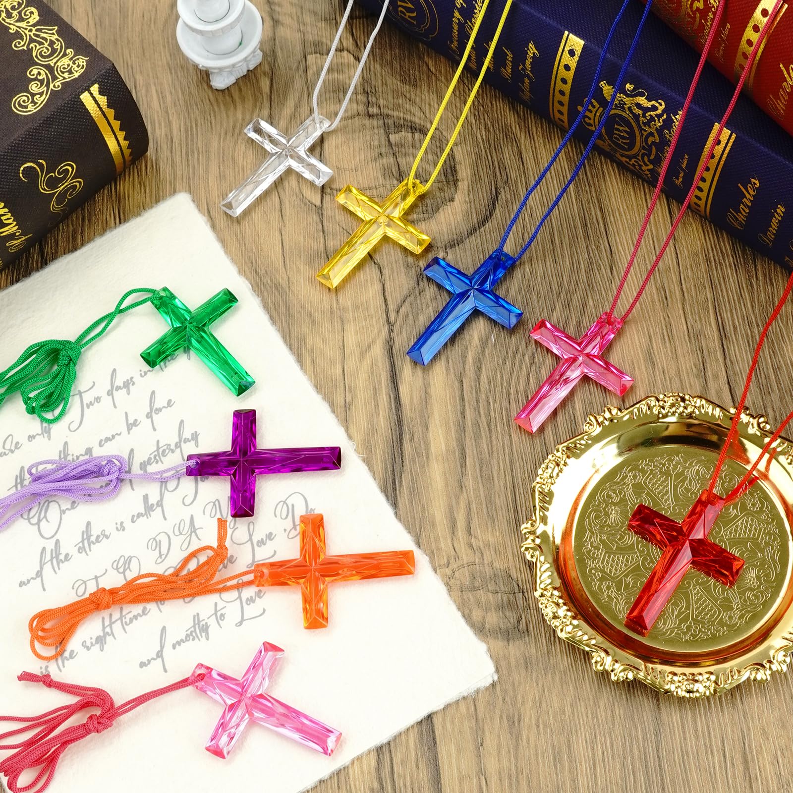XIPENGKEJI crystal cross necklace for Vacation Bible School and classroom parties.