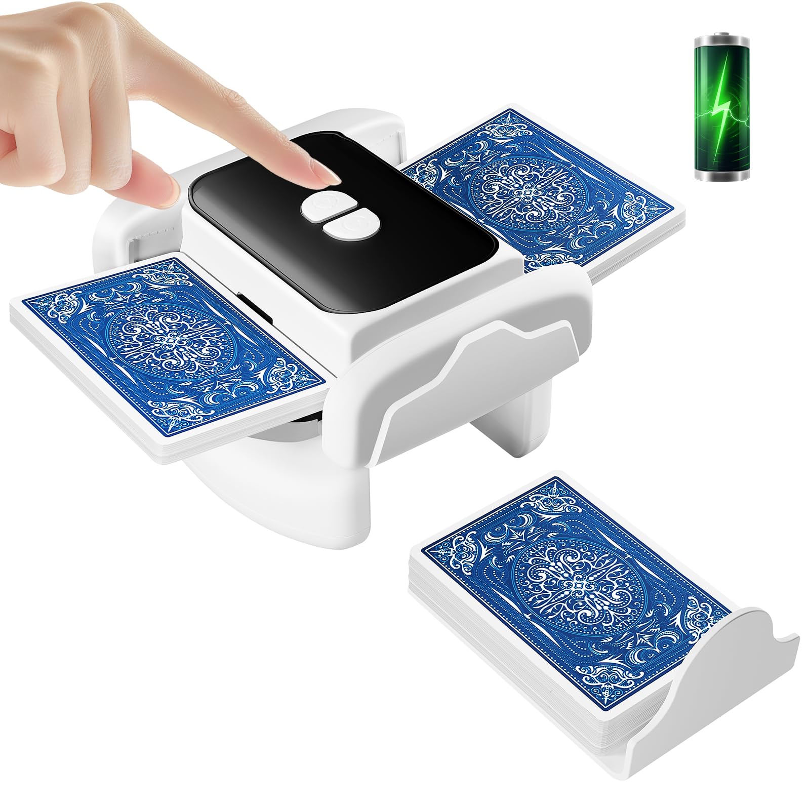 XISZMOG recharge shuffler front view shows compact, portable design for on the go games.