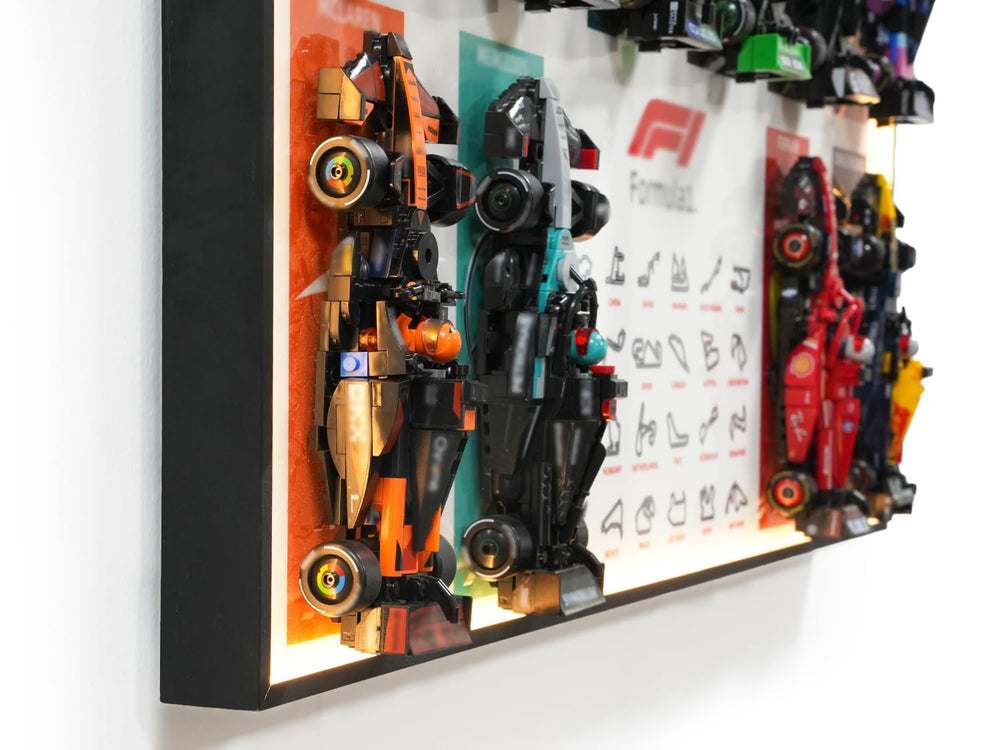 XIU F1 wallboard mount bottom redesign fits LEGO Speed Champions vehicles firmly