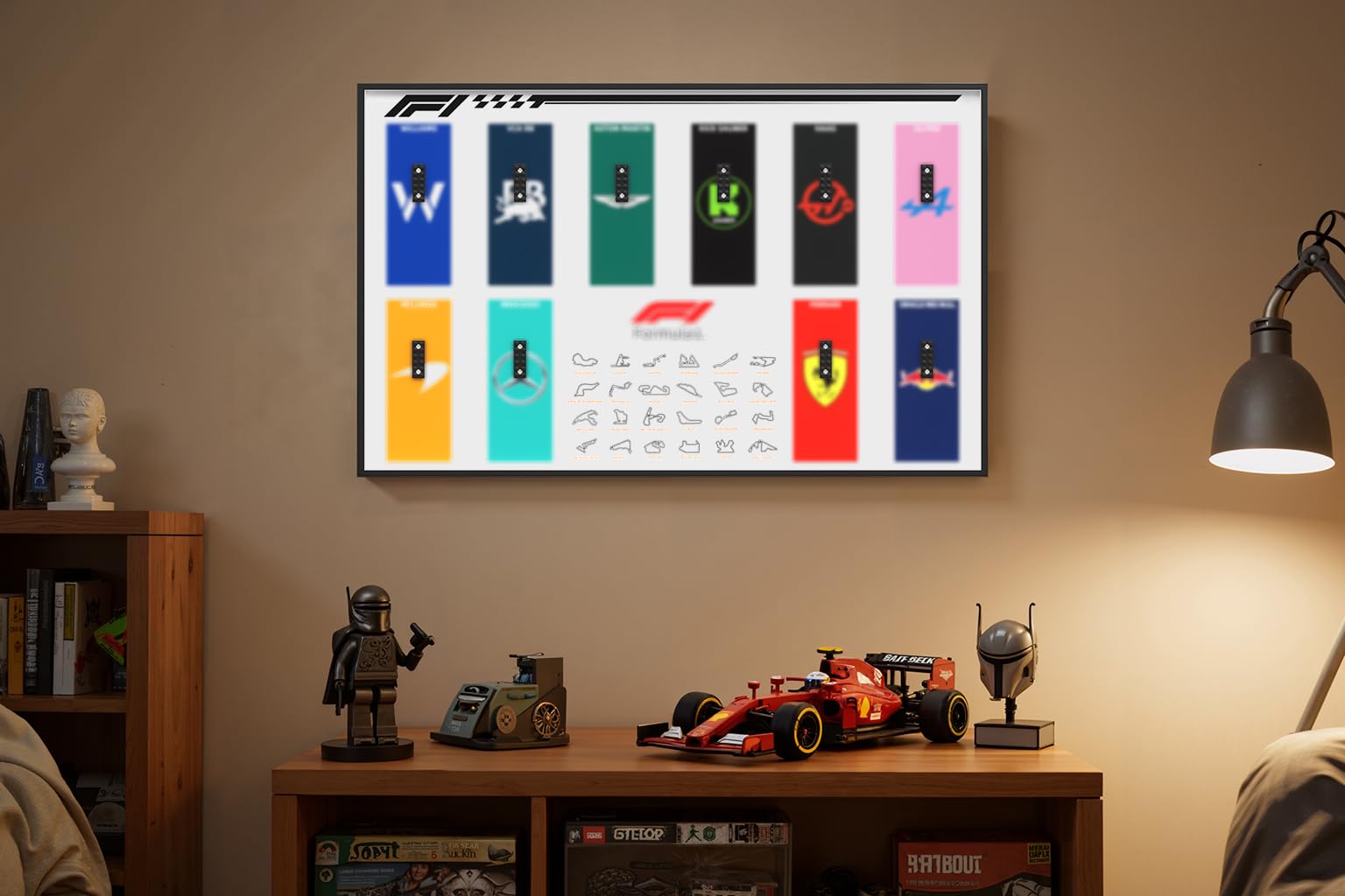 XIU F1 wallboard mount wall-mounted space-saving display for LEGO Speed Champions