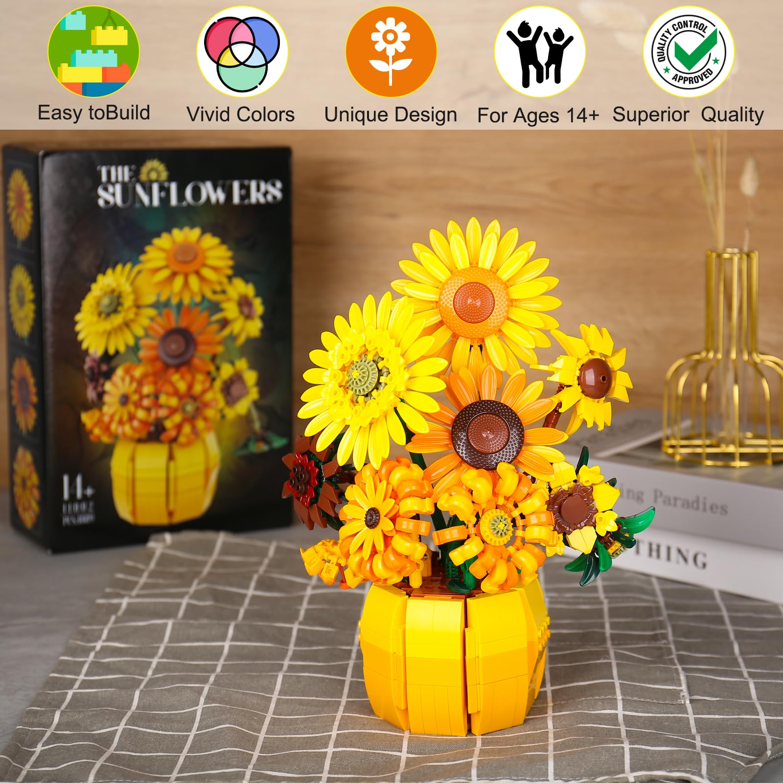 Xixikocol van-gogh-inspired-sunflowers with detailed petals for home decor
