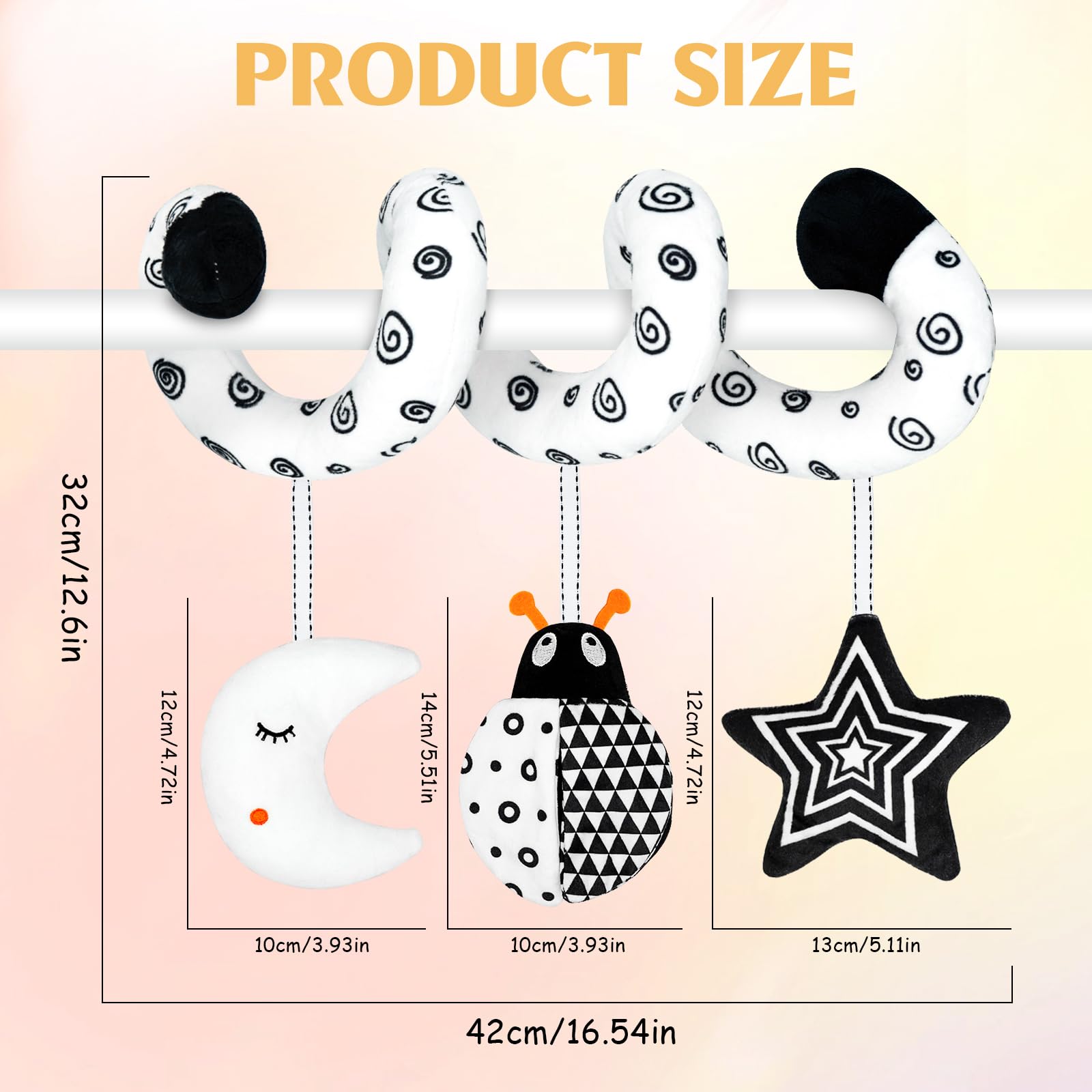 XIXILAND car seat toy with high-contrast visuals stays secure during travel.