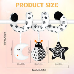 XIXILAND car seat toy with high-contrast visuals stays secure during travel.