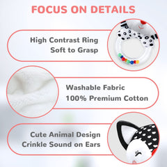 XIXILAND fox rattle with plastic ring sparks infant attention.