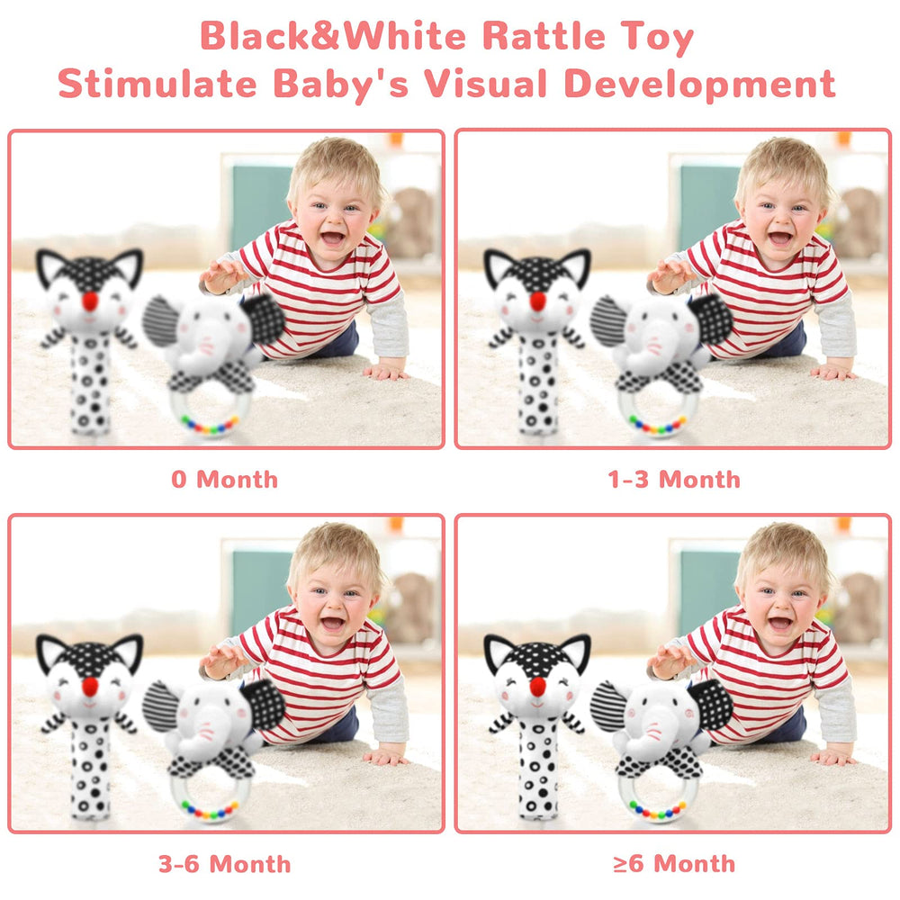 XIXILAND fox rattle squeak toy for gripping and auditory tracking