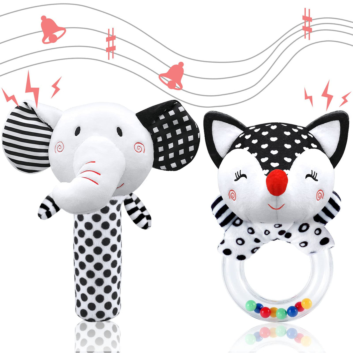 XIXILAND high-contrast black and white plush toy supports early visual focus.