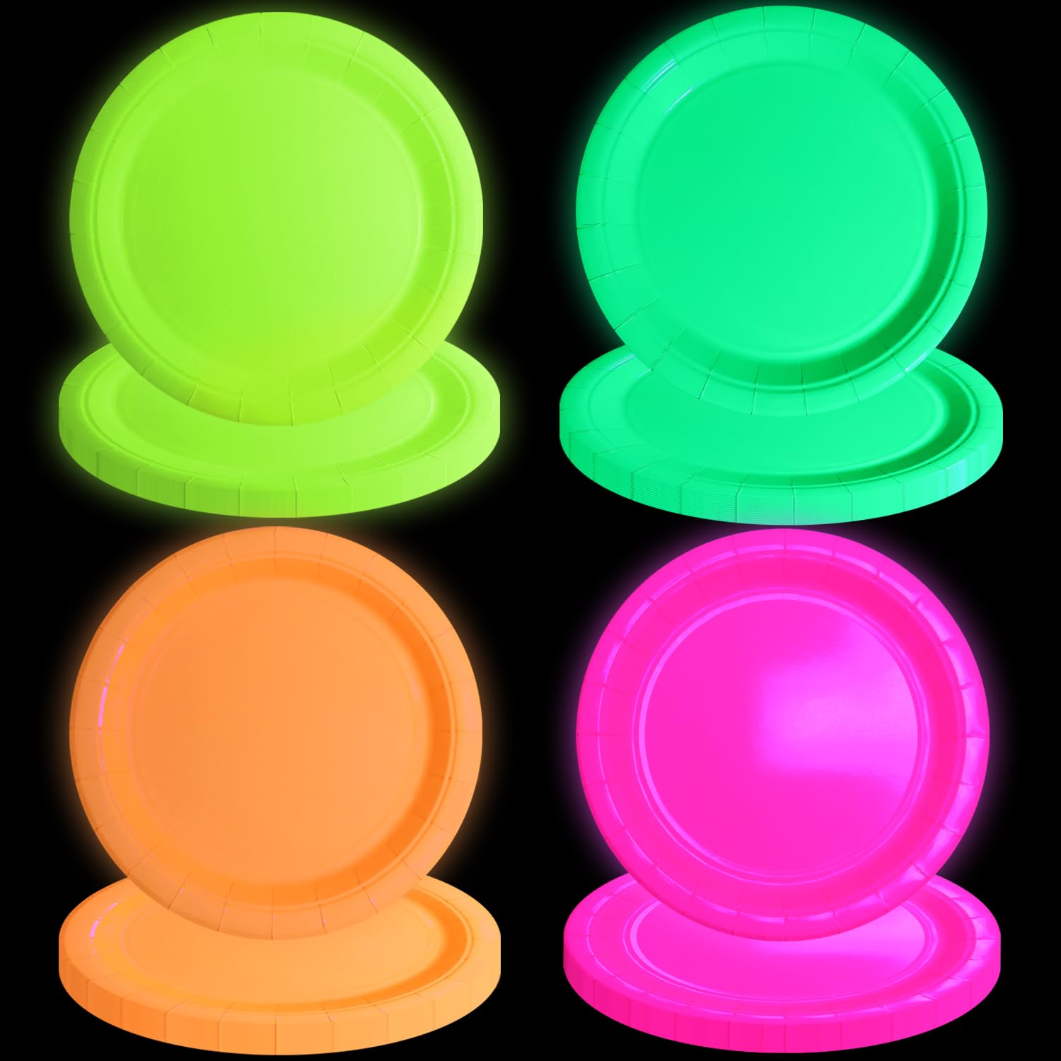 XJLANTTE glow plates yellow shine for vibrant neon birthdays and easy cleanup