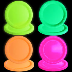 XJLANTTE glow plates yellow shine for vibrant neon birthdays and easy cleanup
