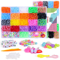 XKDOUS rubber band bracelet kit contents ready for colorful crafts.