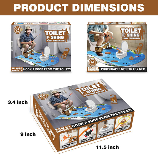 XLDLQU Toilet Fishing Prank Box dimensions showing medium gift fit