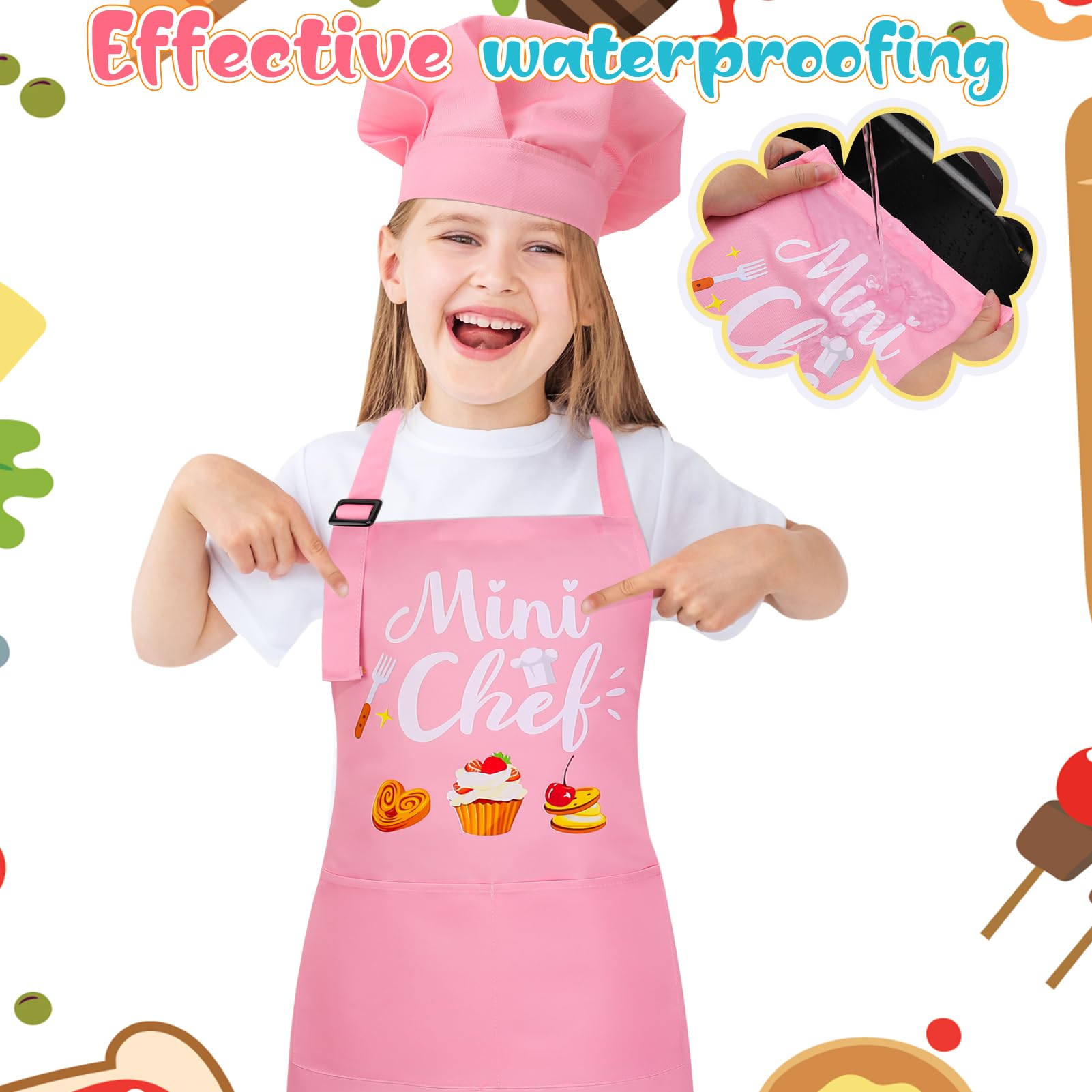 XLSXEXCL adjustable kids apron with secure tie for growing kids.