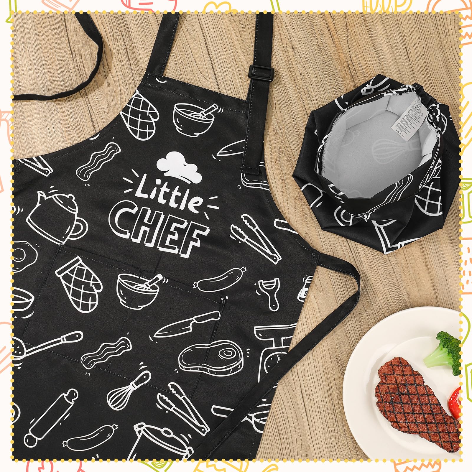 XLSXEXCL apron measurements 44x64 cm for growing kids