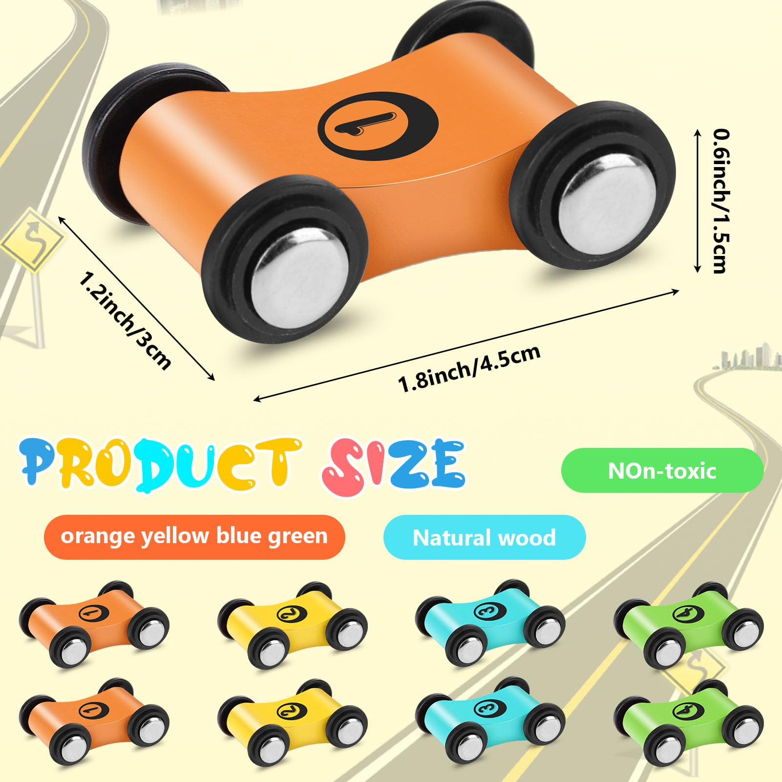 XLSXEXCL bright colored wooden cars help kids learn colors during play