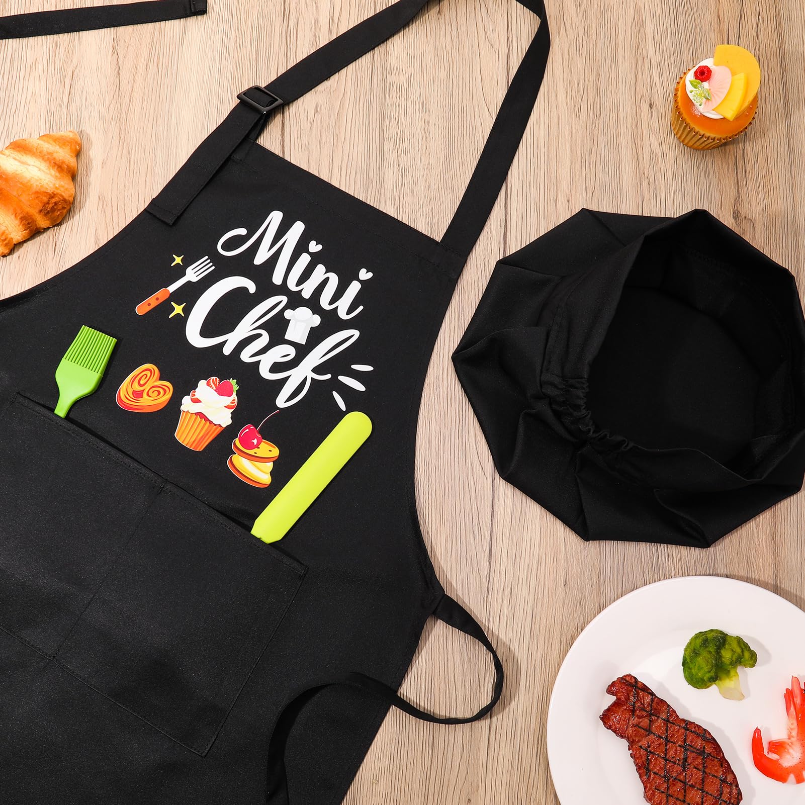 XLSXEXCL Kids apron and hat set, a thoughtful gift for aspiring chefs.