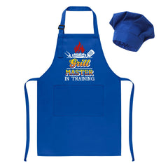 XLSXEXCL kids apron and blue hat full set for cooking lessons.