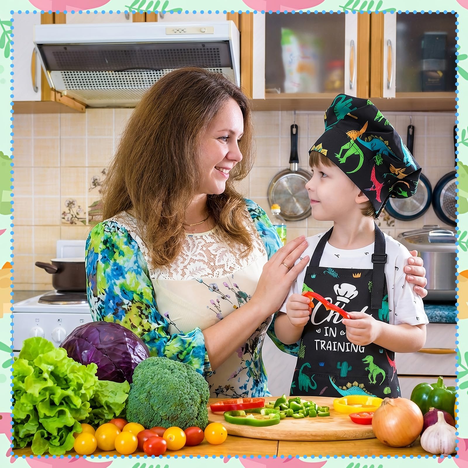 XLSXEXCL kid apron size 44x64 cm with 45 cm tie for ages 6–13.
