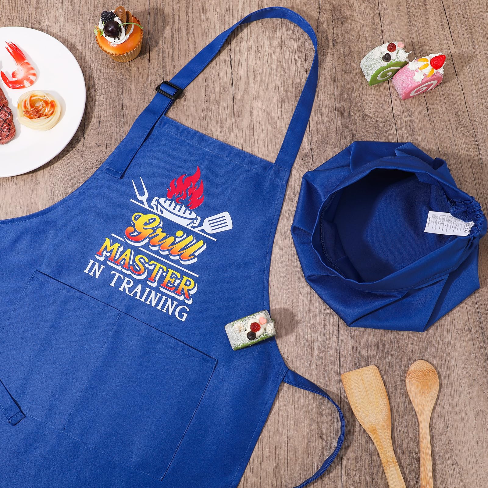 XLSXEXCL kids cooking lesson activity with apron and hat.