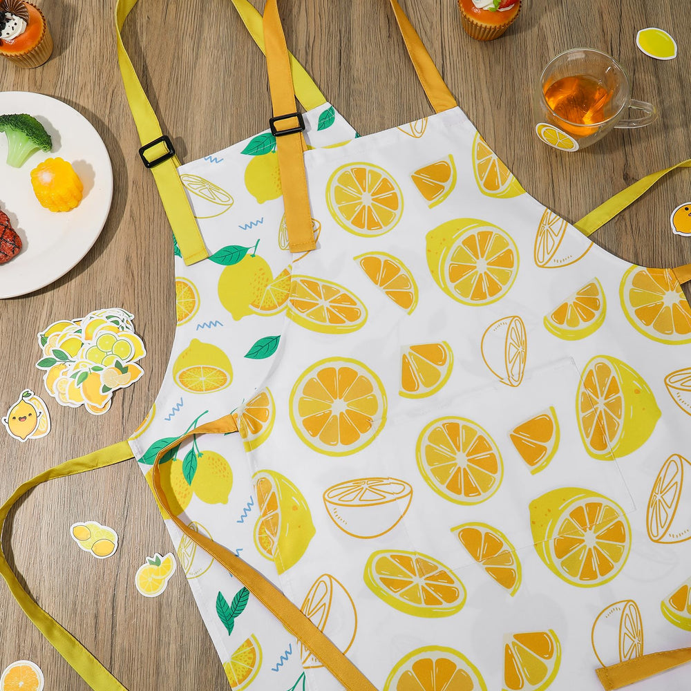 XLSXEXCL lemon kids apron yellow green design adds cheer to meals