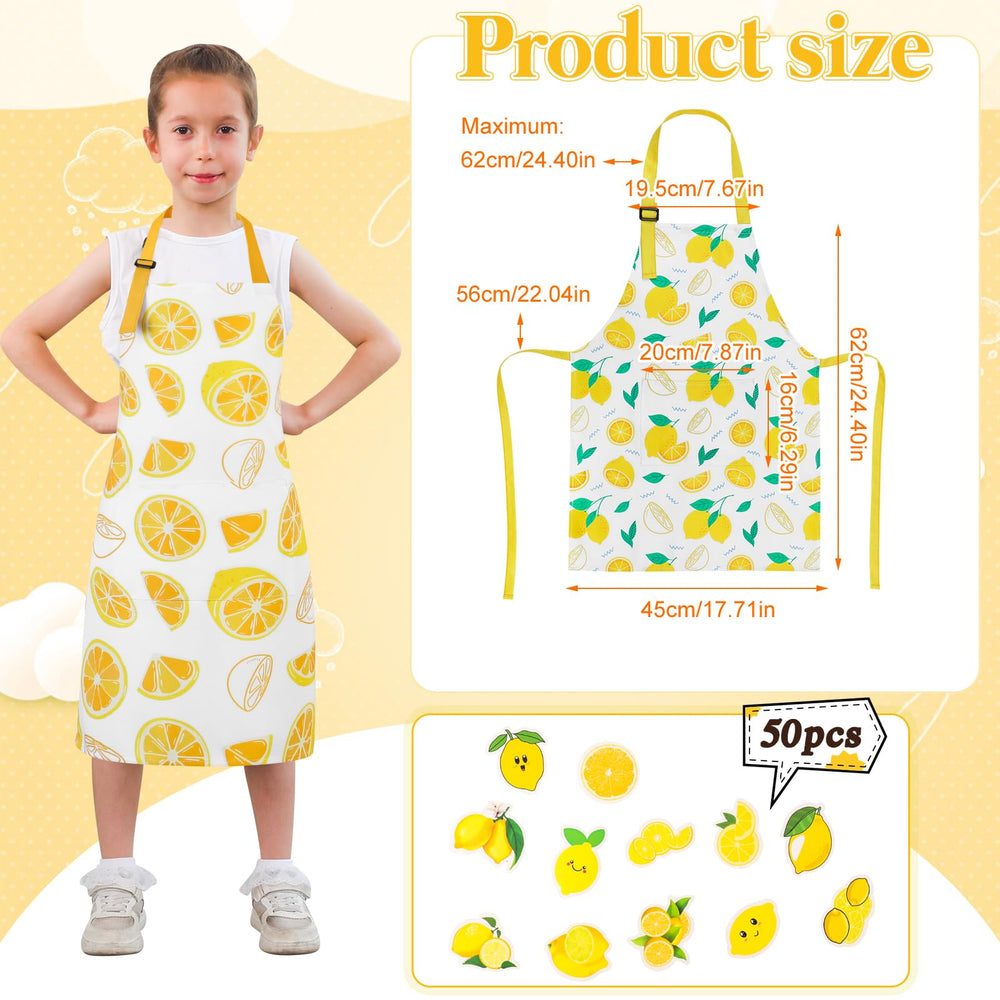 XLSXEXCL lemon kids apron large pockets for tools and recipes