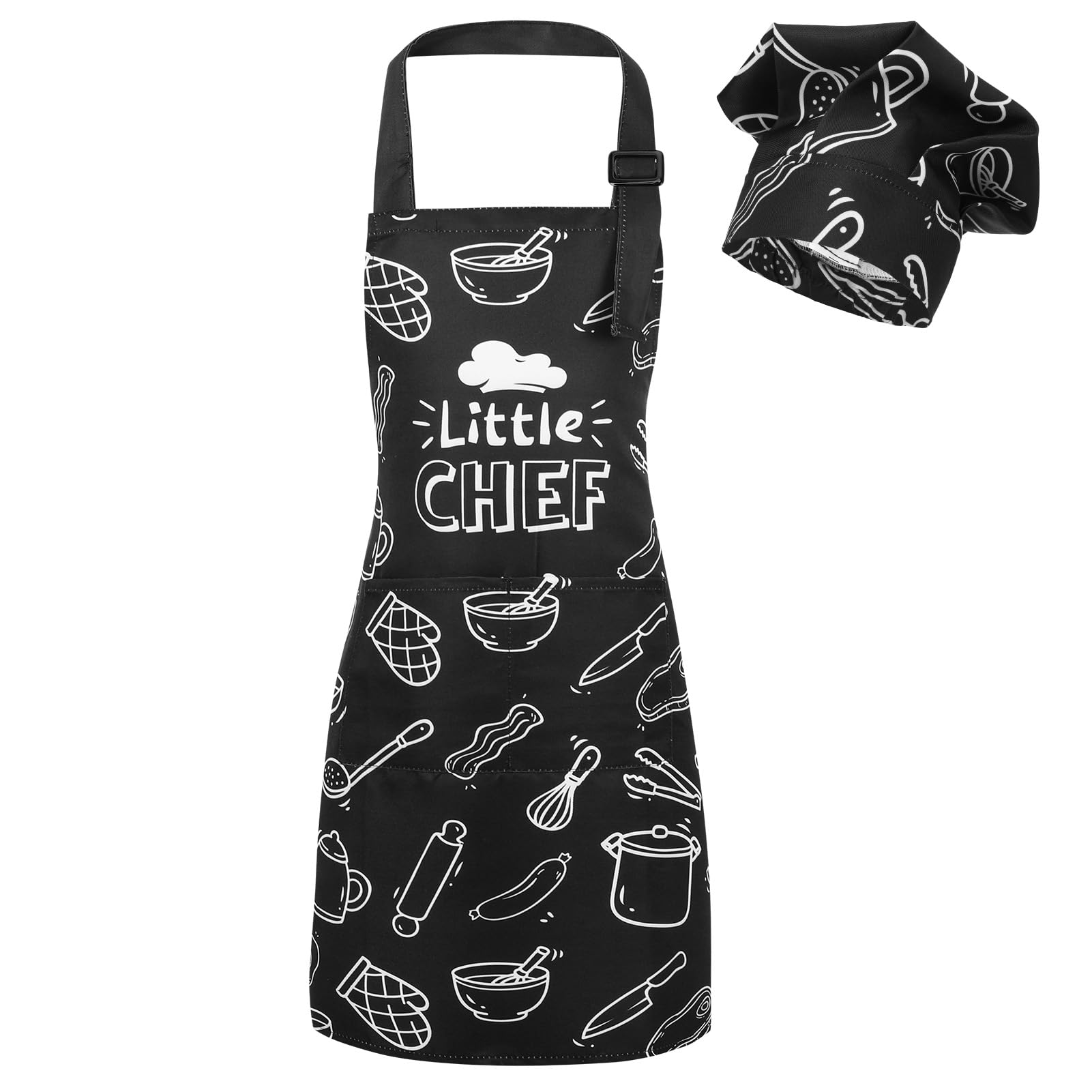 XLSXEXCL Little Chef apron with two deep pockets for easy tool storage during cooking