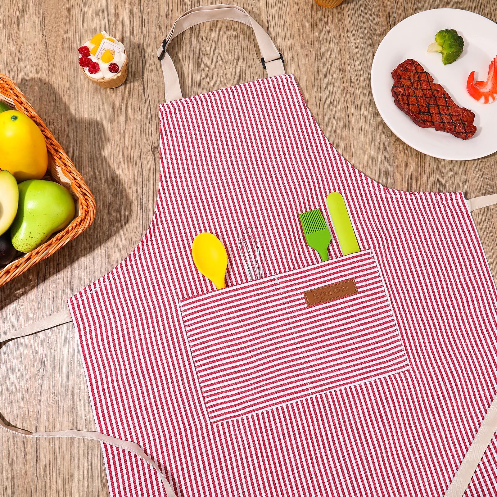 XLSXEXCL stripes kids apron pink durable washable for repeated use