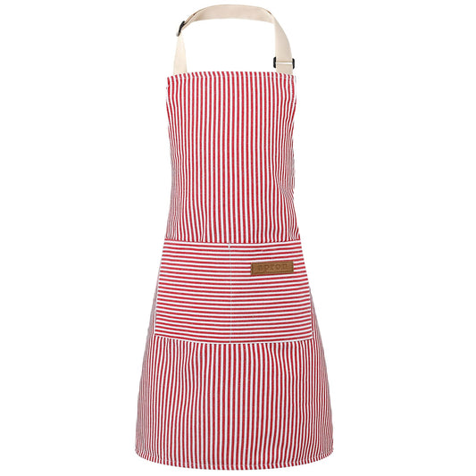 XLSXEXCL stripes kids apron pink front view protects clothes during cooking