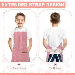 XLSXEXCL stripes kids apron pink polyester cotton blend soft breathable