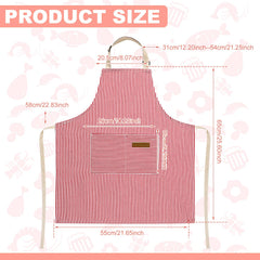 XLSXEXCL stripes kids apron pink pockets close-up shows deep pockets for tools