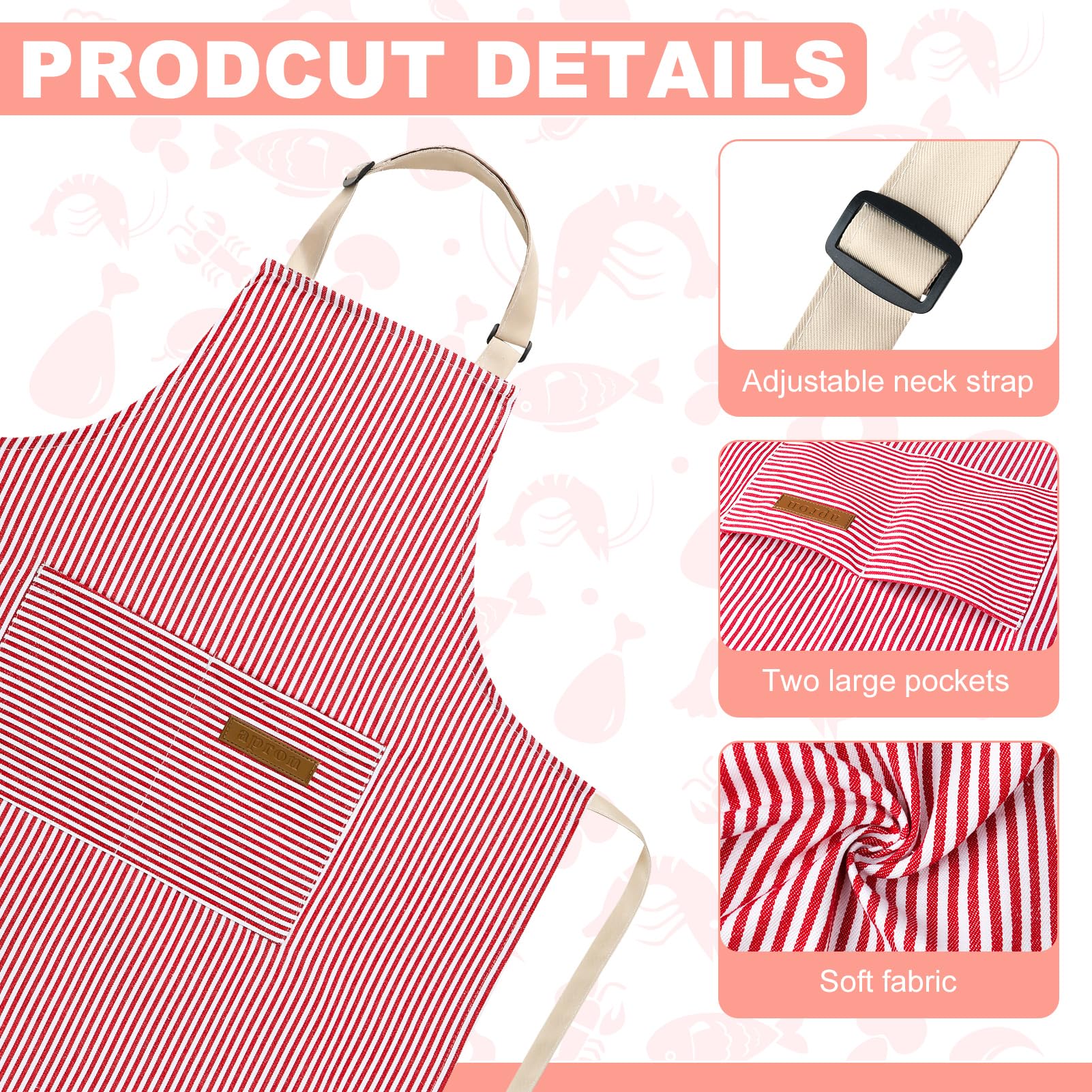 XLSXEXCL stripes kids apron pink size 45x48 cm for safe fits