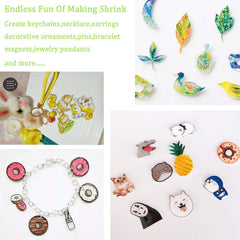 Xmfdty shrink sheets ready for keychains, jewelry, and tags.