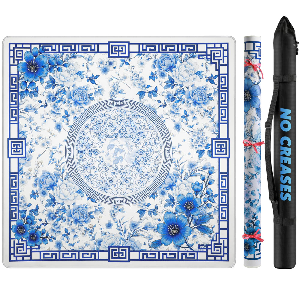  Xmoiqer Mahjong Mat 33x33 blue offers a stable play surface for mahjong and board games.