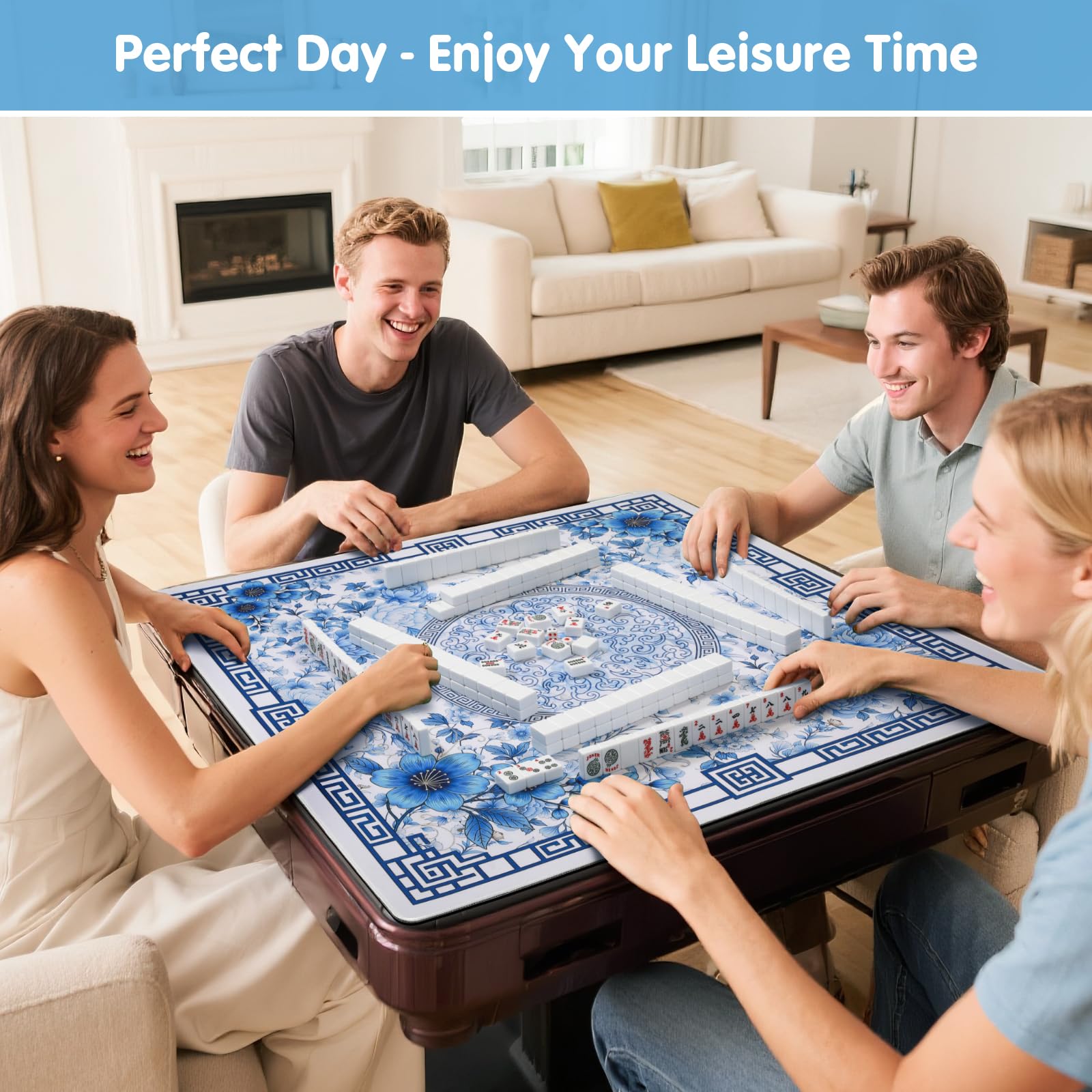  Xmoiqer Mahjong Mat with carry bag makes travel games easy and convenient.