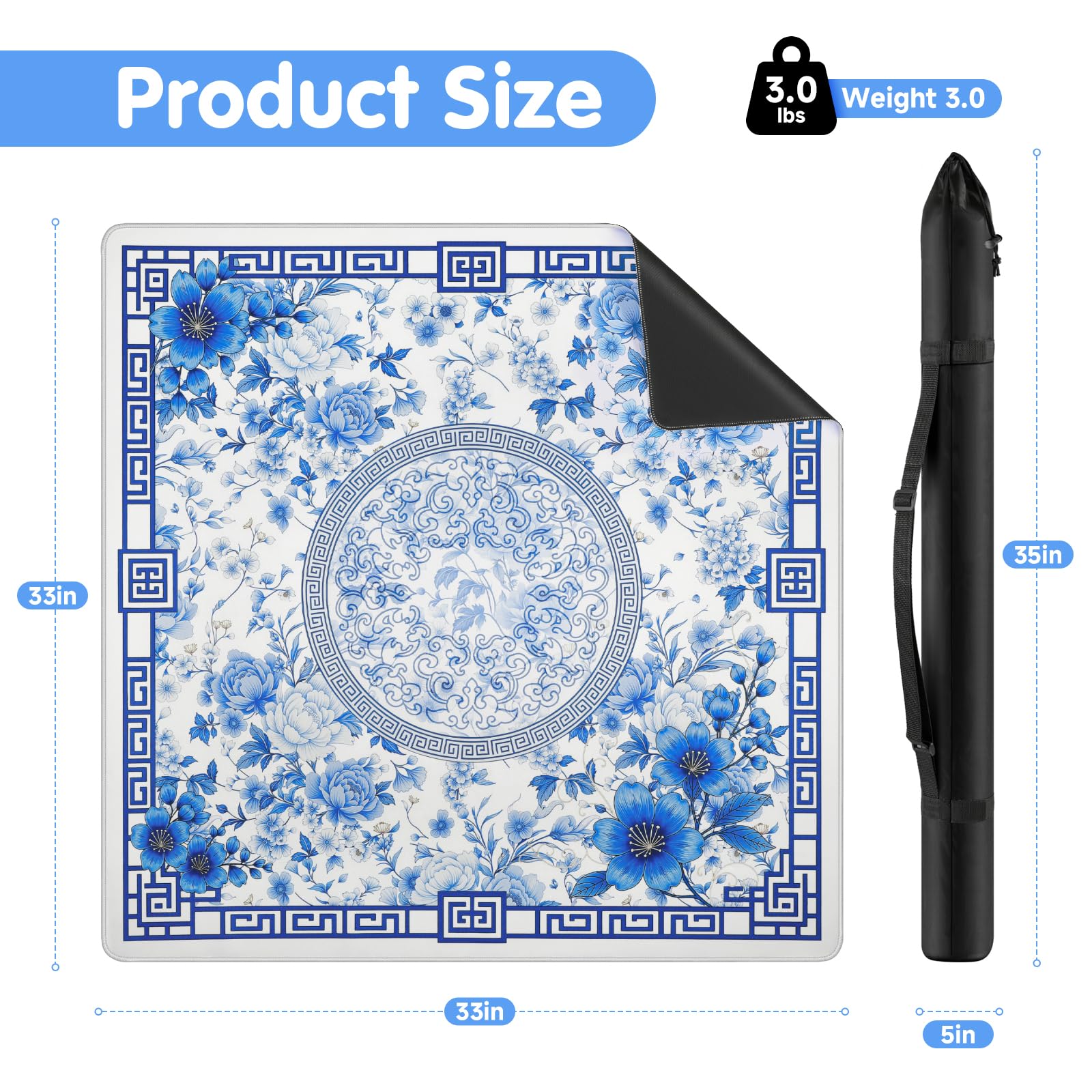  Waterproof surface allows quick cleaning with a damp cloth.