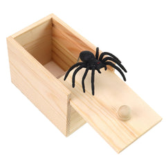 Xmoyaas wooden spider prank box front view shows natural wood and ready-to-prank appeal for quick surprises.