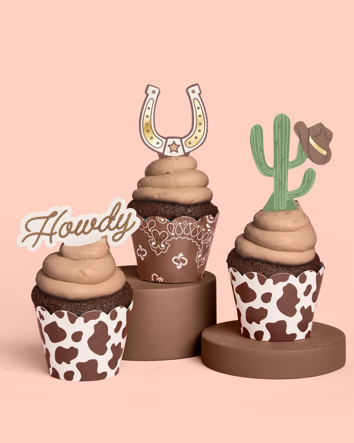 xo Fetti cowboy boots topper enhances cupcake display