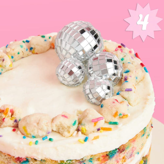 xo Fetti disco ball mini topper collection enhances desserts with sparkling shine