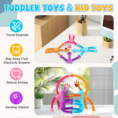 XONTEUS Crinkly tactile tubes invite sensory exploration.