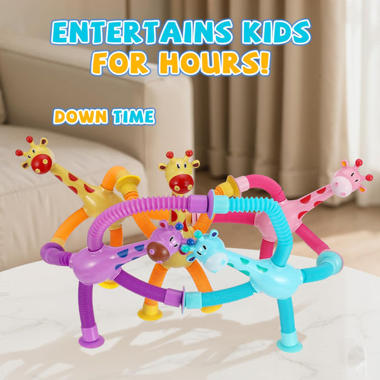 XONTEUS Extendable pop-tubes giraffe seven-and-a-half-inch limbs enable creative play.
