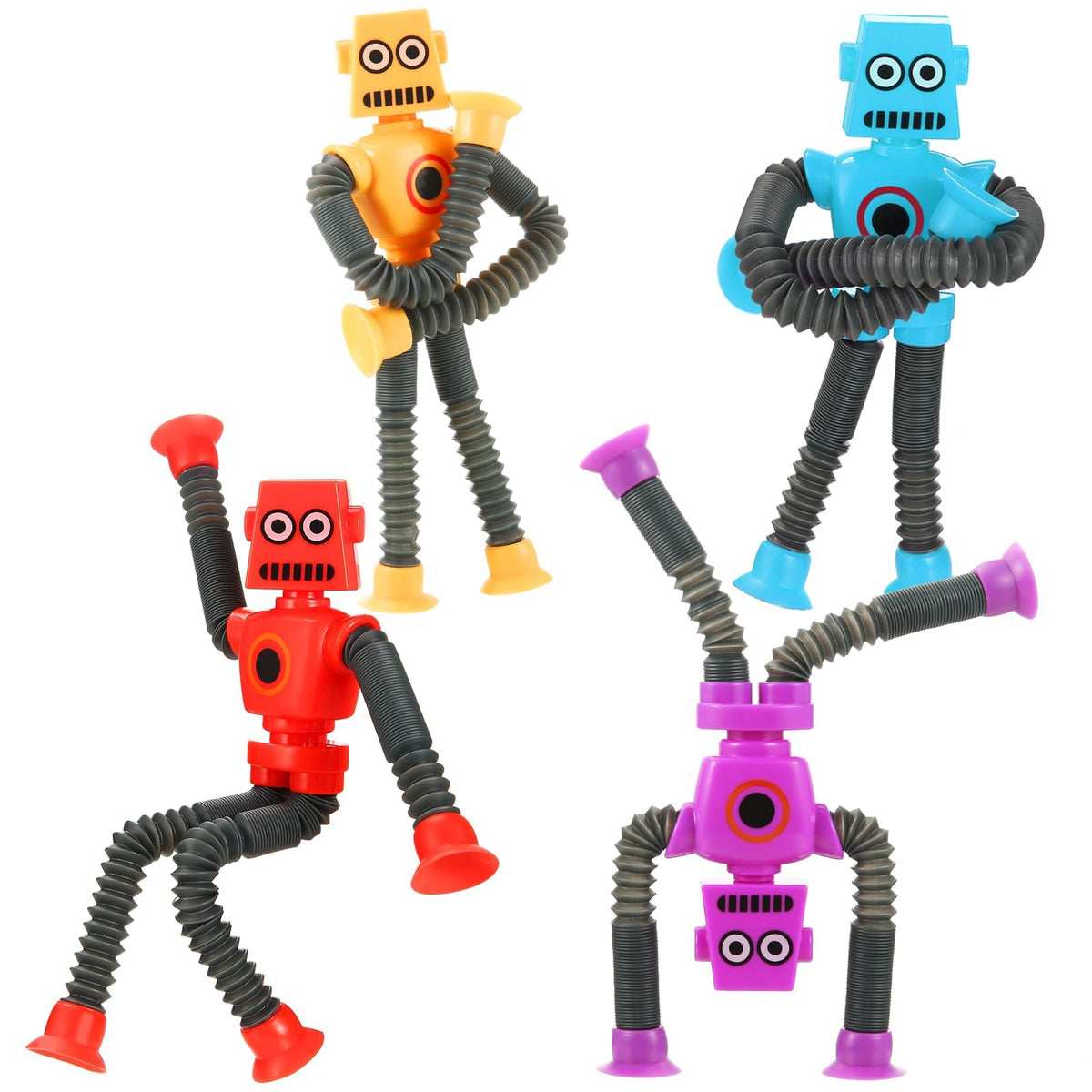 XONTEUS robot pop tubes 4-pack in bright colors for creative play and focus.