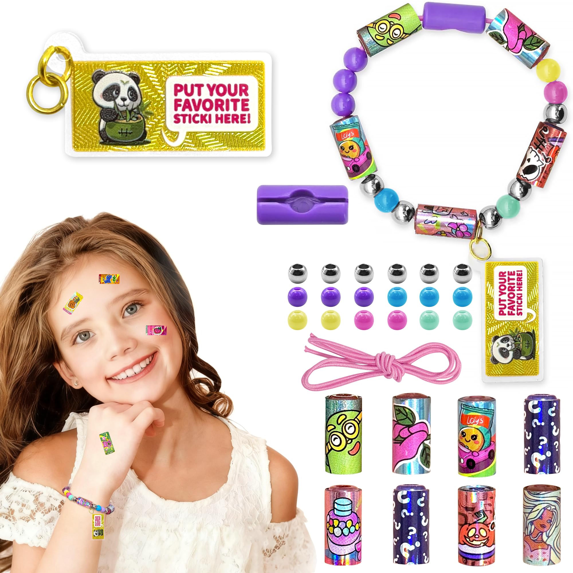Xouyhzy Creative Sticky Rolls Kit bracelet assembly with vibrant stickers for imaginative play